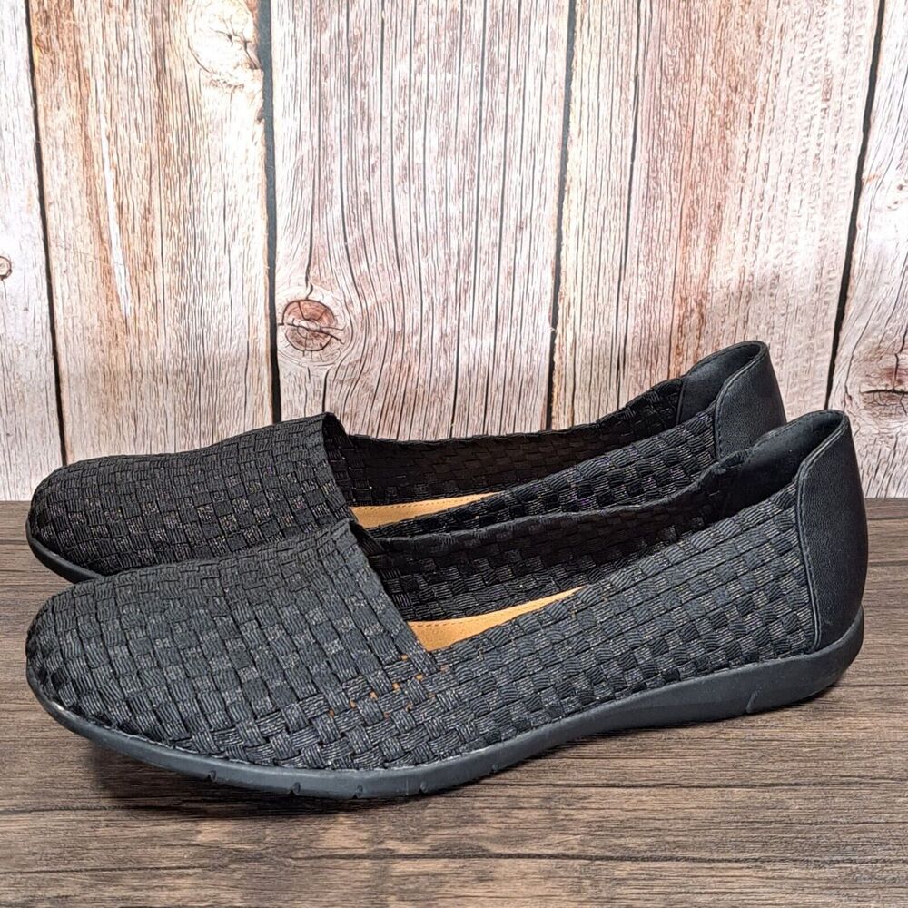 Comfortview Bethany Black Stretch Woven Flats Women's Size 11 M (GUC)